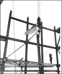 Life & Casualty Tower Construction - 2 men and flag, circa mid 1950's