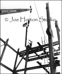 Life & Casualty Tower Construction - hoisting the American flag, circa mid 1950's