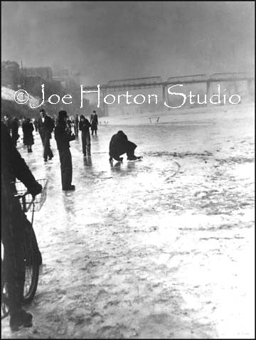 Frozen Cumberland River with People, circa 1951