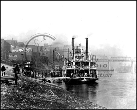 Nashville Wharf with Buttorf Steamboat
