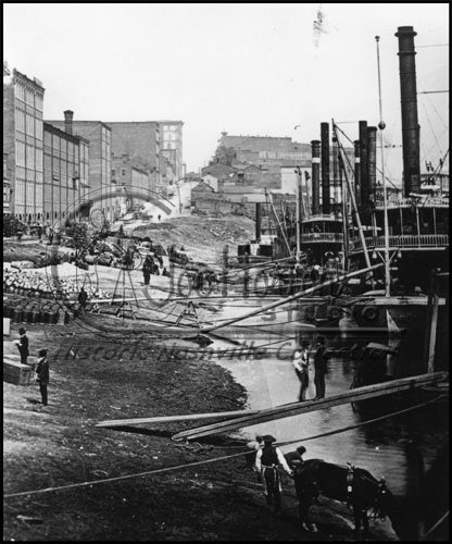 Nashville Riverfront with Steamboats - circa 1870's